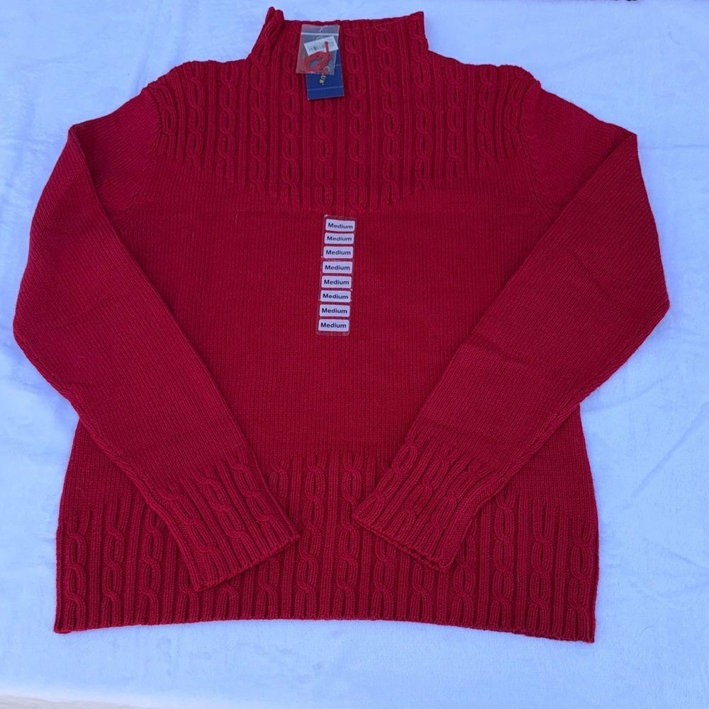 Charter Club VTG Red Cable Knit Red Sweater Size Medium